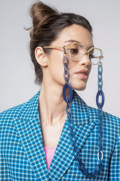 Eyeglass Chain Mini Oval in Blue