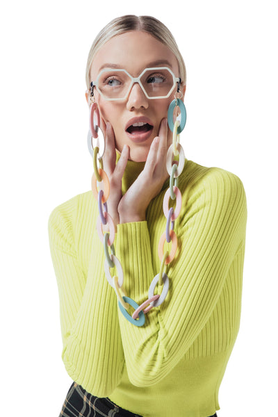 Eyeglass Chain Oval Chunk in Pastel Rainbow